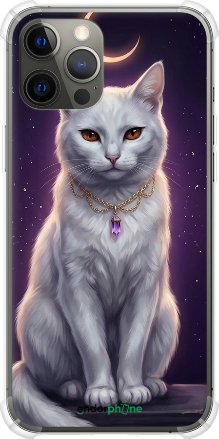 Силикон с усиленными углами чехол Mystic White Cat Gothic Dark Purple Gold для Apple iPhone 12 Pro Max - 6805sp-2054 изображение 