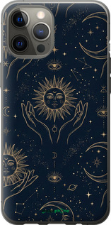 2D пластиковый чехол Celestial Harmony: Sun & Moon Gold Mystic Pattern для Apple iPhone 12 Pro Max - 6778t-2054 изображение 