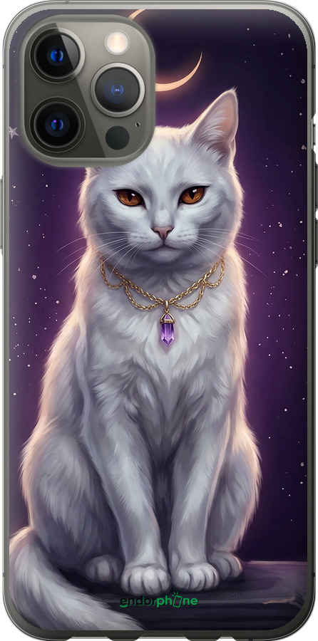 2D пластиковый чехол Mystic White Cat Gothic Dark Purple Gold для Apple iPhone 12 Pro Max - 6805t-2054 изображение 