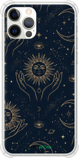Силикон с усиленными углами чехол Celestial Harmony: Sun & Moon Gold Mystic Pattern для Apple iPhone 12 Pro - 6778sp-2052 изображение 