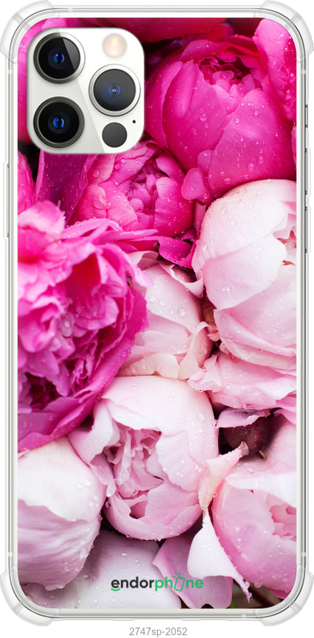

Silicone à prova de choque com cantos reforçados Capa "Peónias cor-de-rosa" para iPhone 12 Pro