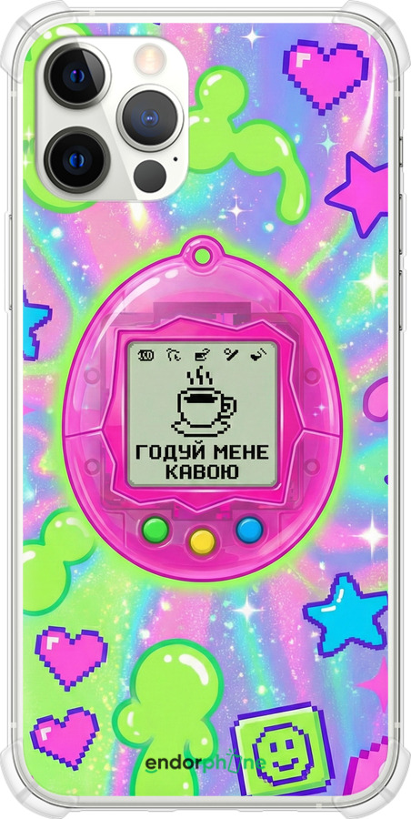 Силикон с усиленными углами чехол Y2K Aesthetic Retro Pet: Годуй мене кавою для Apple iPhone 12 Pro - 6784sp-2052 изображение 