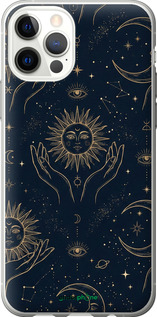 2D пластиковый чехол Celestial Harmony: Sun & Moon Gold Mystic Pattern для Apple iPhone 12 - 6778t-2053 изображение 