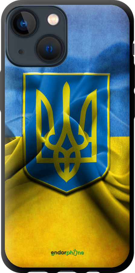 

TPU чорний чохол "Прапор та герб України" для iPhone 13 Mini, Блакитний