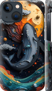 3D пластиковый матовый чехол Кит в космосе для Apple iPhone 13 Mini - 6328m-2373 изображение 