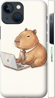 3D пластиковый матовый чехол Funny Capybara CEO Working для Apple iPhone 13 Mini - 6777m-2373 изображение 