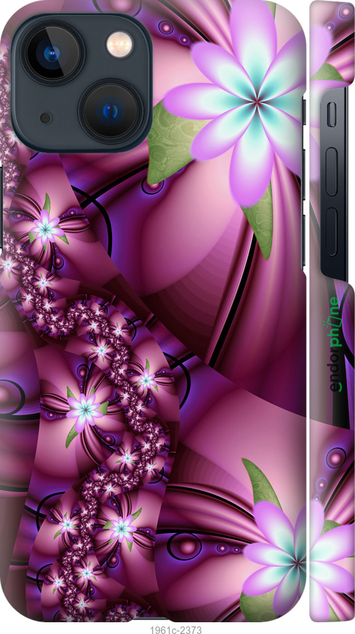 

3D пластиковий матовий чохол "Квіткова мозаїка" для iPhone 13 Mini, Рожевий