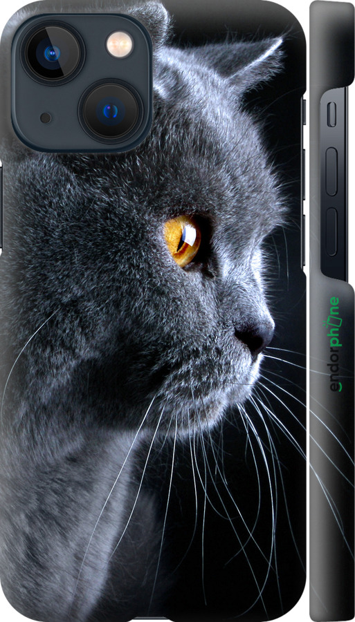 

3D пластиковий матовий чохол "Гарний кіт" для iPhone 13 Mini, Чорний