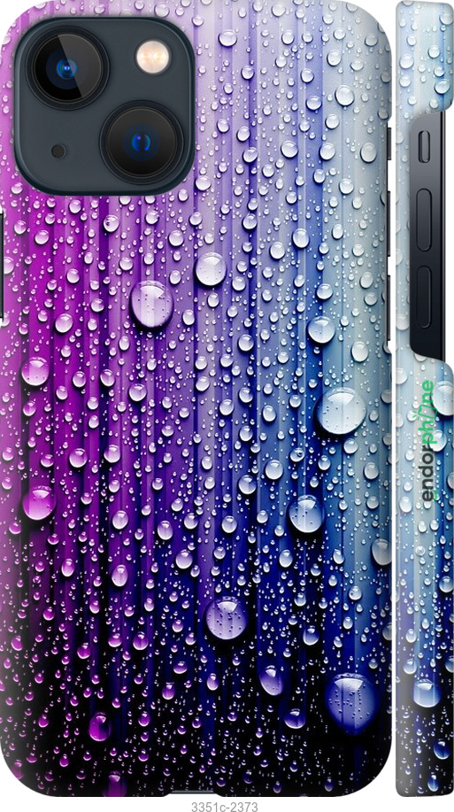 

3D пластиковий матовий чохол "Краплини води" для iPhone 13 Mini, Синій