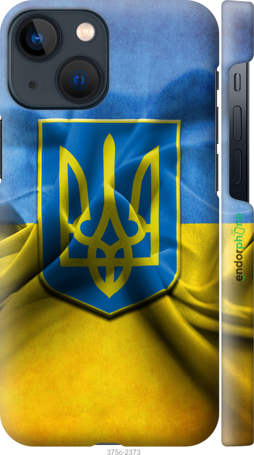 

3D пластиковий матовий чохол "Прапор та герб України" для iPhone 13 Mini, Блакитний