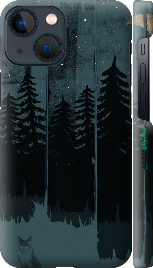 3D пластиковый матовый чехол Лиса и ночной лес для Apple iPhone 13 Mini - 6481m-2373 изображение 