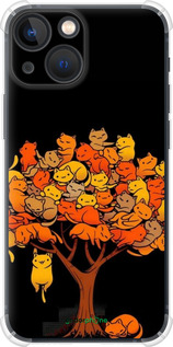 Силикон с усиленными углами чехол Дерево и котики для Apple iPhone 13 Mini - 6516sp-2373 изображение 
