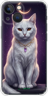 Силикон с усиленными углами чехол Mystic White Cat Gothic Dark Purple Gold для Apple iPhone 13 Mini - 6805sp-2373 изображение 