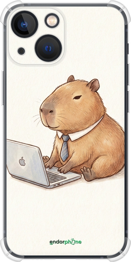 Силикон с усиленными углами чехол Funny Capybara CEO Working для Apple iPhone 13 Mini - 6777sp-2373 изображение 