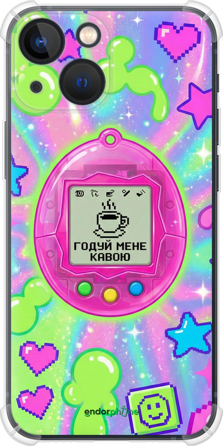 Силіконовий протиударний с посиленими кутами чехол Y2K Aesthetic Retro Pet: Годуй мене кавою для Apple iPhone 13 Mini - 6784sp-2373 изображение 