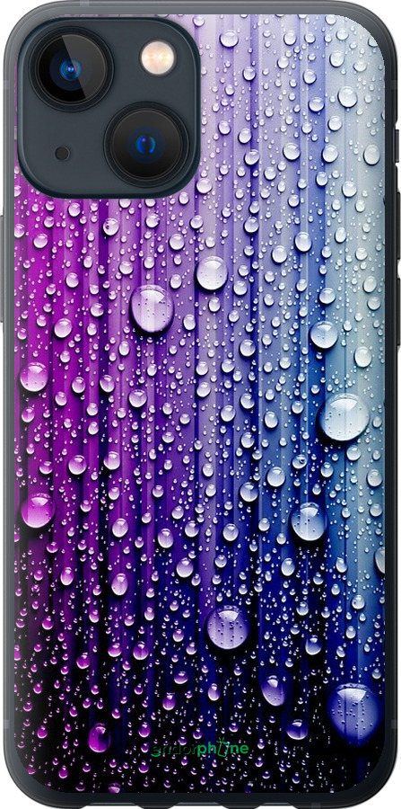 

2D пластиковий чохол "Краплини води" для iPhone 13 Mini, Синій