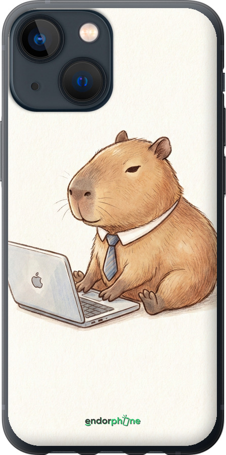 2D пластиковый чехол Funny Capybara CEO Working для Apple iPhone 13 Mini - 6777t-2373 изображение 