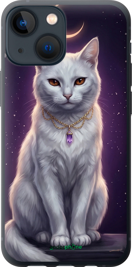 2D пластиковый чехол Mystic White Cat Gothic Dark Purple Gold для Apple iPhone 13 Mini - 6805t-2373 изображение 