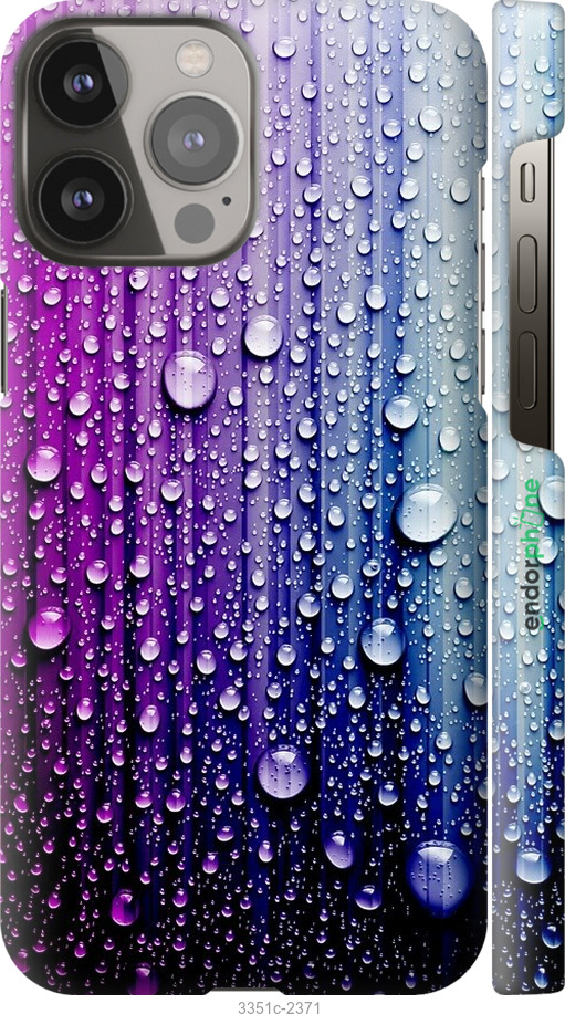 

3D пластиковий матовий чохол "Краплини води" для iPhone 13 Pro Max, Синій