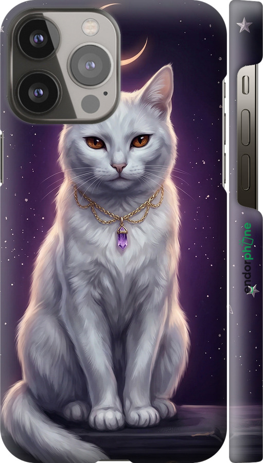 3D пластиковий матовий чехол Mystic White Cat Gothic Dark Purple Gold для Apple iPhone 13 Pro Max - 6805m-2371 изображение 