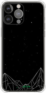 Силикон с усиленными углами чехол Черно белые абстрактные горы для Apple iPhone 13 Pro Max - 6437sp-2371 изображение 