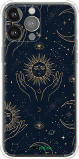 Силикон с усиленными углами чехол Celestial Harmony: Sun & Moon Gold Mystic Pattern для Apple iPhone 13 Pro Max - 6778sp-2371 изображение 