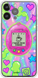 Силіконовий протиударний с посиленими кутами чехол Y2K Aesthetic Retro Pet: Годуй мене кавою для Apple iPhone 13 Pro Max - 6784sp-2371 изображение 