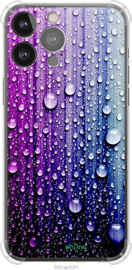 

Силіконовий протиударний с посиленими кутами чохол "Краплини води" для iPhone 13 Pro Max, Синій