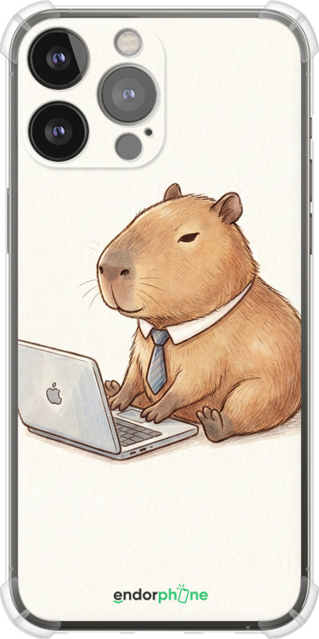 Силіконовий протиударний с посиленими кутами чехол Funny Capybara CEO Working для Apple iPhone 13 Pro Max - 6777sp-2371 изображение 