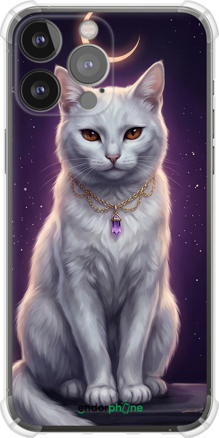 Силіконовий протиударний с посиленими кутами чехол Mystic White Cat Gothic Dark Purple Gold для Apple iPhone 13 Pro Max - 6805sp-2371 изображение 