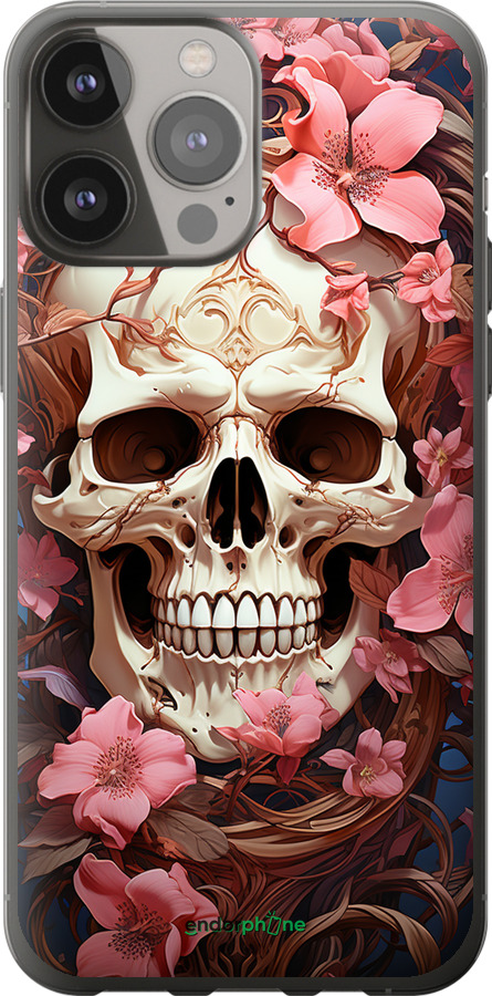 2D пластиковый чехол Череп в розовых цветах для Apple iPhone 13 Pro Max - 5965t-2371 изображение 
