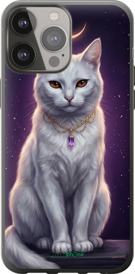 Силиконовый чехол Mystic White Cat Gothic Dark Purple Gold для Apple iPhone 13 Pro Max - 6805u-2371 изображение 