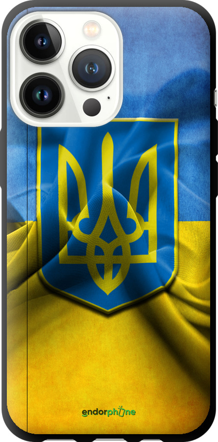 

TPU чорний чохол "Прапор та герб України" для iPhone 13 Pro, Блакитний