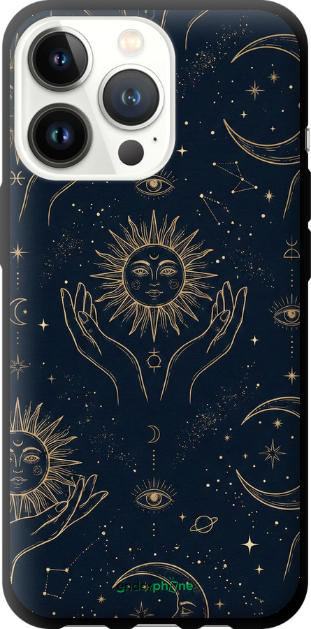 TPU чехол Celestial Harmony: Sun & Moon Gold Mystic Pattern для Apple iPhone 13 Pro - 6778b-2372 изображение 
