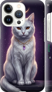 3D пластиковий матовий чехол Mystic White Cat Gothic Dark Purple Gold для Apple iPhone 13 Pro - 6805m-2372 изображение 