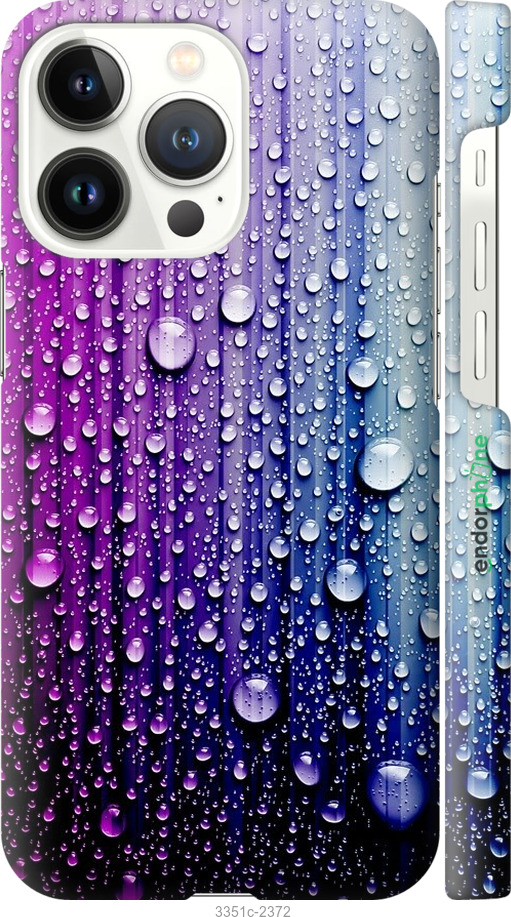 

3D пластиковий матовий чохол "Краплини води" для iPhone 13 Pro, Синій
