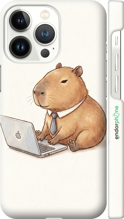 3D пластиковый матовый чехол Funny Capybara CEO Working для Apple iPhone 13 Pro - 6777m-2372 изображение 