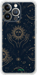 Силіконовий протиударний с посиленими кутами чехол Celestial Harmony: Sun & Moon Gold Mystic Pattern для Apple iPhone 13 Pro - 6778sp-2372 изображение 