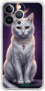 Силикон с усиленными углами чехол Mystic White Cat Gothic Dark Purple Gold для Apple iPhone 13 Pro - 6805sp-2372 изображение 