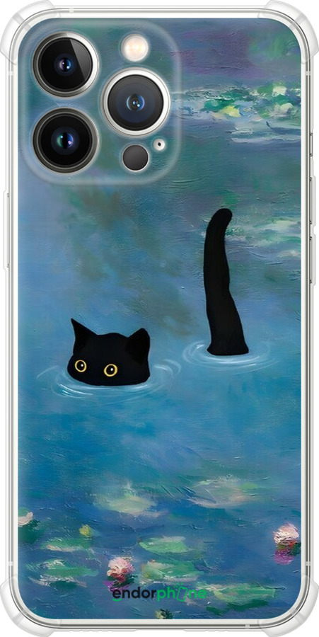 Силикон с усиленными углами чехол С изображением кота и водяной лилии Monet для Apple iPhone 13 Pro - 6519sp-2372 изображение 