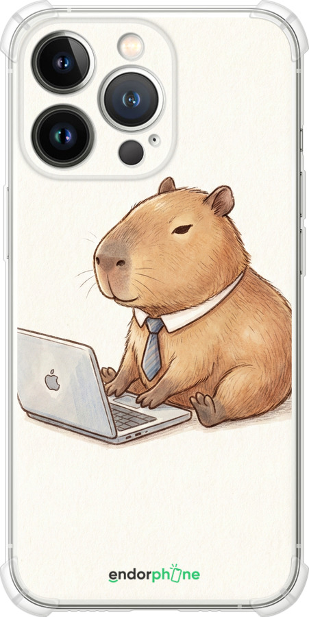 Силіконовий протиударний с посиленими кутами чехол Funny Capybara CEO Working для Apple iPhone 13 Pro - 6777sp-2372 изображение 