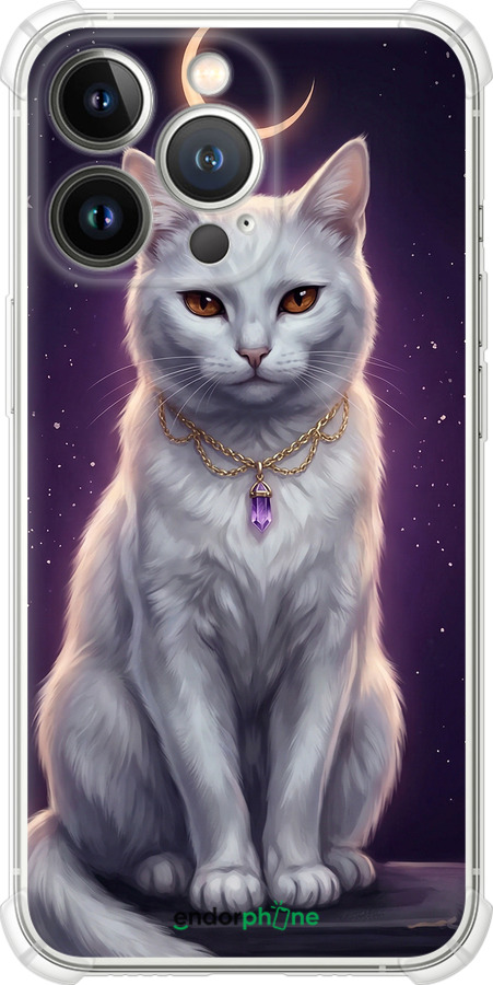 Силикон с усиленными углами чехол Mystic White Cat Gothic Dark Purple Gold для Apple iPhone 13 Pro - 6805sp-2372 изображение 