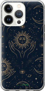 Силиконовый чехол Celestial Harmony: Sun & Moon Gold Mystic Pattern для Apple iPhone 13 Pro - 6778u-2372 изображение 