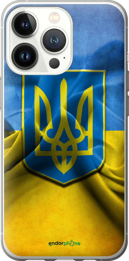 

2D пластиковий чохол "Прапор та герб України" для iPhone 13 Pro, Блакитний