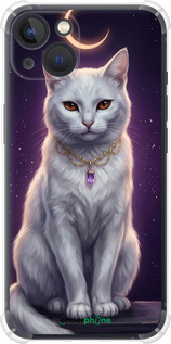 Силикон с усиленными углами чехол Mystic White Cat Gothic Dark Purple Gold для Apple iPhone 13 - 6805sp-2374 изображение 