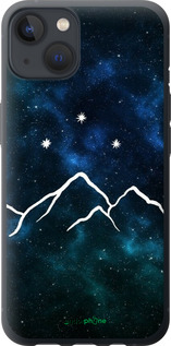 Силиконовый чехол Горы и звезды нарисованы на фоне галактики для Apple iPhone 13 - 6490u-2374 изображение 