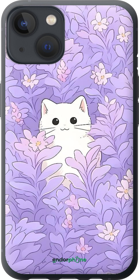 Силіконовий чехол Котик в цветах для Apple iPhone 13 - 6390u-2374 изображение 