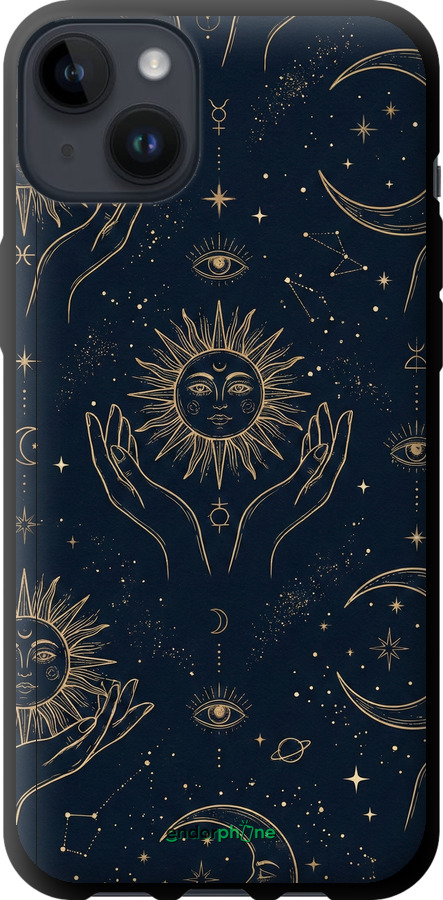 TPU чехол Celestial Harmony: Sun & Moon Gold Mystic Pattern для Apple iPhone 14 Plus - 6778b-2645 изображение 