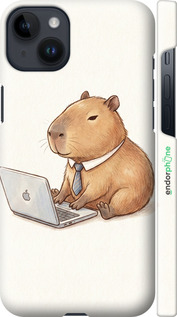 3D пластиковый матовый чехол 'Funny Capybara CEO Working' для iPhone 14 Plus изображение 1