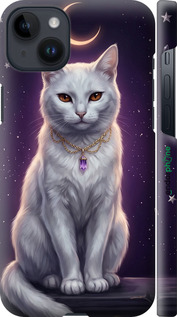 3D пластиковый матовый чехол Mystic White Cat Gothic Dark Purple Gold для Apple iPhone 14 Plus - 6805m-2645 изображение 